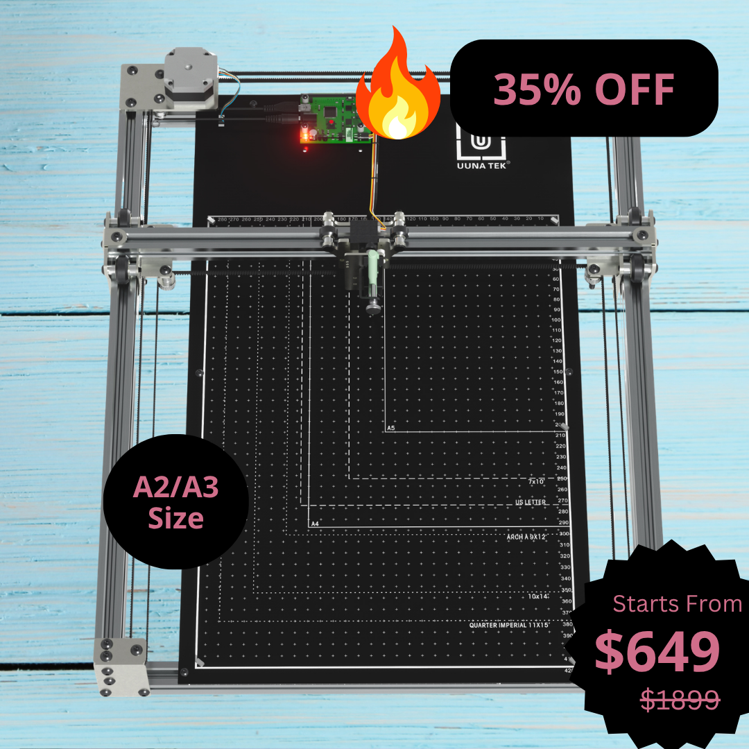 Robot da disegno CoreXY iDraw H SE A3/A2 per artisti: combina il robusto hardware iDraw H con il flessibile software Axidraw